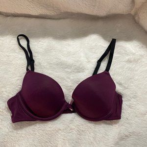 Victoria's Secret PINK Sz 32A Wear Everywhere Lightly Lined Demi Bra Plum Maroon